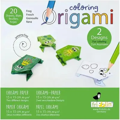 Produktbild von fridolin - Coloring-Origami, Frösche, 20 Blätter, 15 cm x 15 cm zum Ausmalen