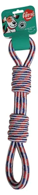 Hunde-Spieltau mit Doppelknoten, 35 cm, Blau-Weiß-Rot