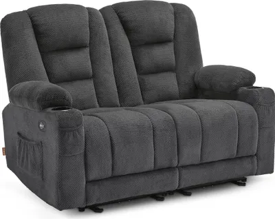 Produktbild von M MCombo Elektrisch 2er Sitzer Sofa mit Schlaffunktion, 2er Relaxsofa mit Taste 150° Verstellbar, Kinosessel mit Liegefunktion, USB & Getränkehalter