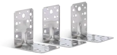 Produktbild von Alberts Schwerlast-Winkelverbinder mit Sicke | Edelstahl | 90 x 90 x 65 mm | 3er Set