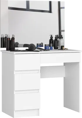 Obrázek produktu pro Stůl "raumhirsch" s úložným prostorem, šířka 90 cm, se zrcadlem. Toaletní stolek s 2 zásuvkami, 1 dvířky. Kosmetický stolek