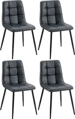 Produktbild von CLP 4er Set Esszimmerstuhl Antibes Kunstleder schwarz