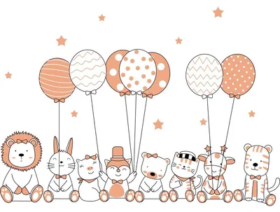 Immagine prodotto di Adesivi murali – Animali acrobati e palloncini fantastici – Adesivi autoadesivi – 90 x 60 cm
