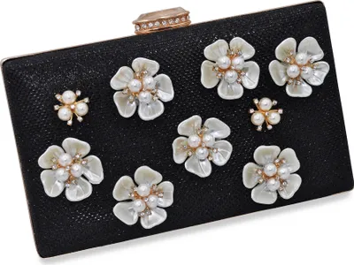 Produktbild von Steuer Modeschmuck Abendtasche Metall 20,0cm schwarz Glasstein weiß 445000004