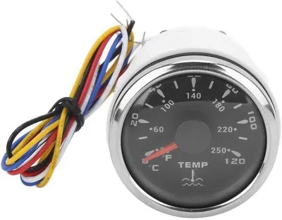 Image de Compteur de température universel pour l'eau, 52 mm, étanche IP67, résistance de 1600-22Ω, indicateur analogique, pour bateaux et véhicules de camping (noir)