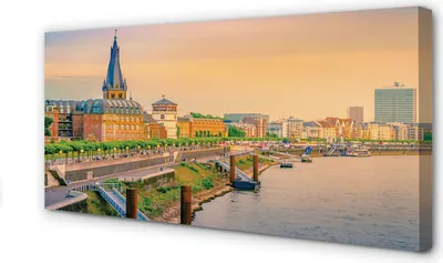 Produktbild von Leinwandbild 120x60 Wandkunst Deutschland Sonnenaufgang Fluss