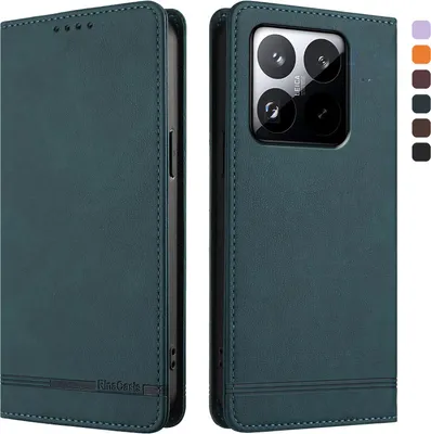 Immagine prodotto di Custodia per Xiaomi 15T, custodia retro in Finto cuoio con supporto e slot per carte Verde