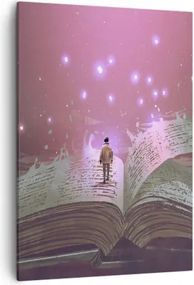 Produktbild von Bild auf Leinwand - Leinwandbild - Einteilig - Fantasy Buch - 50x70cm - Wand Bild - Wanddeko - Wandbilder - Leinwanddruck - Kunstdruck - Wanddekoration - Leinwand bilder - Wandbild - PA50x70-4010