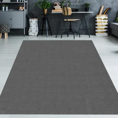 Produktbild von Einfarbiger Teppich Waschbar Weich Modern & Pflegeleicht für Wohnräume in Anthrazit Größe - 120 x 160 cm