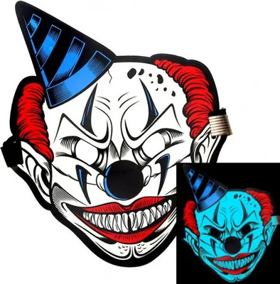 Produktbild von Leuchtende Maske Fieser Kinderfresser Clown I Leuchtende Clown Masken Grusel Faschingsmaske I Halloween Party Maske