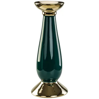 Produktbild von Keramik Leuchter Kerzenständer Glamour H 32 cm Flasche Grün mit Goldener Rand