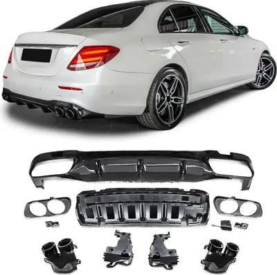 Produktbild von Sport Heckdiffusor mit Endrohren Schwarz für Mercedes E Klasse W213 Limo ab 16