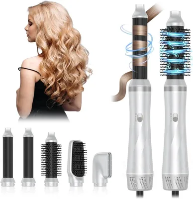 Produktbild von Haartrockner-Stylingbürste – Heißluftbürste 5-in-1 – Für die Haarpflege – Drei Temperaturstufen – 8 x 30 x 23 cm – Schwarz