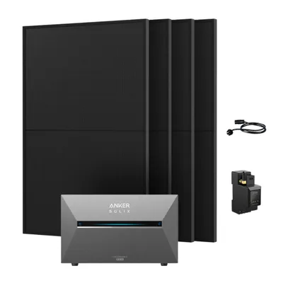 Produktbild von Powerness® Balkonkraftwerk mit Speicher, Anker SOLIX Solarbank 3 E2700 Pro Speicher mit 4x 500W Bifaziale Solarmodule (2000W) & Anker Smart Meter