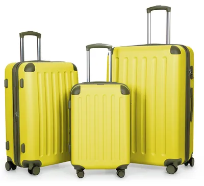 Image de HAUPTSTADTKOFFER - Spree - Set de valises à coque dure Valises de voyage avec roulettes et extension Set de 3 pièces, TSA, 4 roulettes, Trolleys S M & L,Lemon