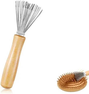 Produktbild von Haarreiniger Bürstenreiniger Holzgriff Metalldraht Salonwerkzeug