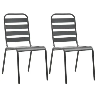 Image de vidaXL Chaises de jardin empilables 2 pcs. acier gris