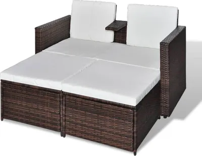 Produktbild von 4-tlg. Garten-Lounge-Set mit Kissen Poly Rattan Braun