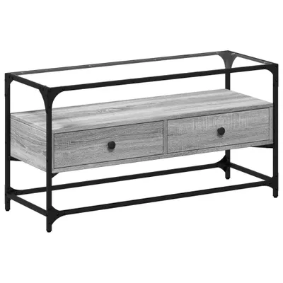 Produktbild von TV-Schrank mit Glasplatte Grau Sonoma 98x35x51 cm Holzwerkstoff