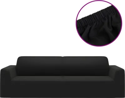 Immagine prodotto di vidaXL Copridivano elasticizzato 3 posti in jersey di poliestere nero