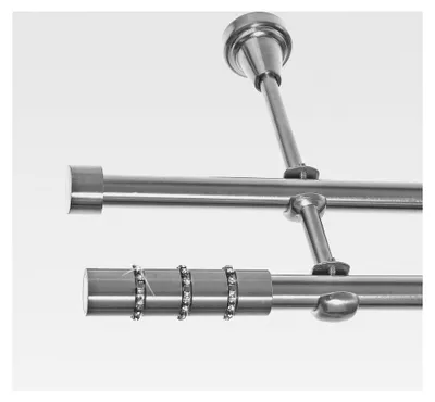Produktbild von Gardinenstange 2-läufig 240cm Edelstahl-Optik