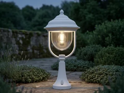 Produktbild von LED Sockelleuchte Weiß im Landhaustil, Gartenlaterne zur Wegbeleuchtung, H: 54cm