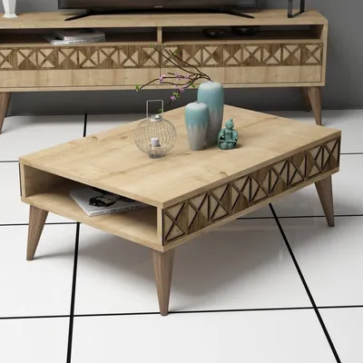 Produktbild von Skye Decor, Line - Oak, Couchtisch, Eiche, 100 % MELAMINBESCHICHTETE SPANPLATTEN, 90 x 60 x 34,6 cm