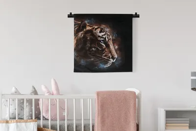 Produktbild von MuchoWow® Wandteppich Wandbehang Tiger - Tiere - Orange 60x60 cm Tapisserie Dekoration Wandtuch - Dekorationen - Wand Decke