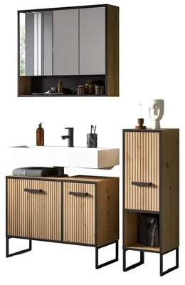 Produktbild von Badmöbel Set 3-teilig "Scana" in Artisan Eiche Badkombination 125 x 192 cm, Soft-Close