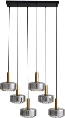 Produktbild von Lindby Hängeleuchte Hildur, 6-flg., Ø 22 cm, rauchgrau, Glas
