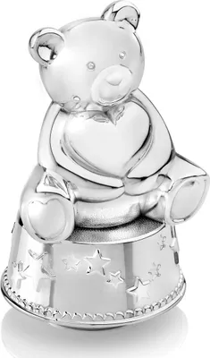 Image de Tirelire argentée pour un enfant, élégante, comme cadeau, nounours | Taille : 83x84x139 mm | Numéro d'article : ZV6029261