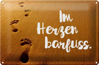 Produktbild von Blechschild Spruch 30x20cm Im Herzen barfuss Sand Schild