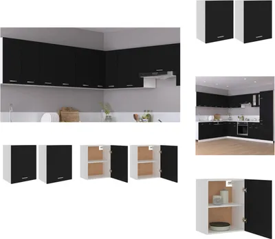 Image de vidaXL Armoires suspendues 2 pcs. noir 50x31x60 cm Bois composite - Armoires de cuisine