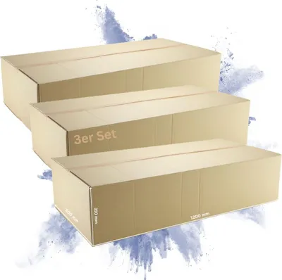 Produktbild von 3x Versandkarton 2-wellig | LxBxH 1200 x 600 x 310 mm | Belastbar bis 30 kg | Braun