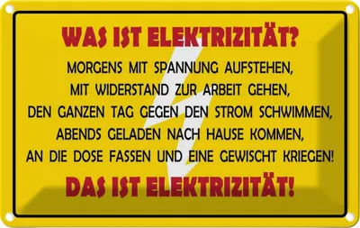Produktbild von vianmo Blechschild 12x18 cm Was ist Elekrtizität Dekoration Spruch Zitat