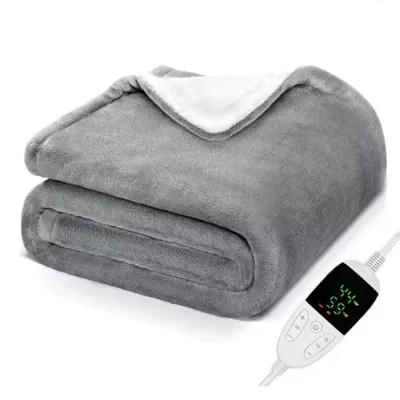 Produktbild von AIORBER Flanell Heizdecke mit 3 Temperatureinstellungen, Waschbar Wärmedecke, Heizkissen mit Abschaltautomatik, für Home & Office, Grau, 150 x 80 cm