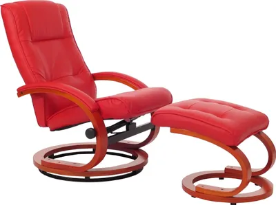 Immagine prodotto di Poltrona TV Poltrona relax Pescatori, Similcuoio, con sgabello ~ rosso