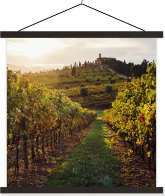 Produktbild von MuchoWow® Textilposter Toskana - Landschaft - Weinberge 120x120 cm mit schwarzem Rahmen - Aufhängungsset