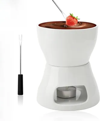 Produktbild von Schoko Fondueset Keramik mini Schokofondue Käsefondue Fondue Set für Fondue mit 1 Gabel