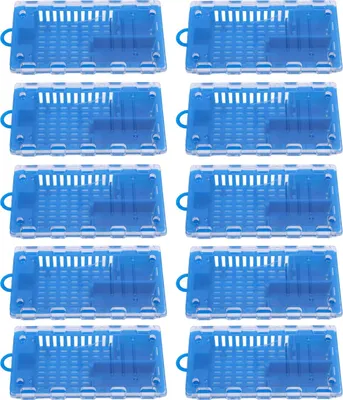 Produktbild von 10 Stück Bienenkönigin Käfig Kunststoff Transport Catcher Bienenzuchtbedarf Imkerausrüstung Blau