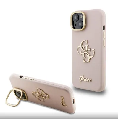 Produktbild von Guess Hülle 4G Logo Stand Kamera Frame Case für iPhone 14 Pink Handyhülle