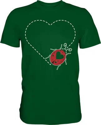 Produktbild von Marienkäfer Herz Insekten T-Shirt – Bottle Green / M
