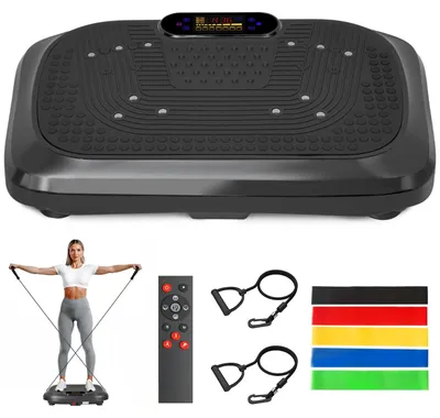 Obrázek produktu pro Vibrační platforma, fitness zařízení, 200 nastavitelných úrovní rychlosti, 10 tréninkových programů, černá barva