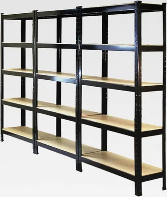 Produktbild von 3 T-Rax Regale Hochleistungsregale Schwerlastregal Lagerregal Garagenregal Stahlregal Industrieregal Werkstattregal Steckregal Metallregal 100% schraubenlos Schwarz 75cm x 30cm x 150cm Gummihammer