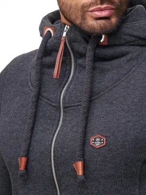 Produktbild von Red Bridge Herren Sweatshirt Sweatjacke Basic Sweat Kapuzenpullover Reißverschluss Anthrazit S
