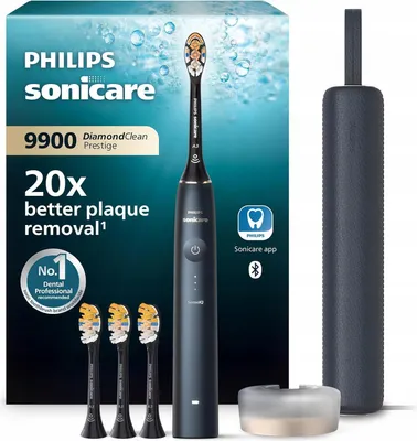 Zdjęcie produktu dla Philips HX9992/45, Dorosły, Soniczna szczoteczka do zębów, Codzienna pielęgnacja, Głębokie czyszczenie, Pielęgnacja dziąseł, Delikatny, Wybielający, 62000 ruchów na minutę, Ciemny Niebieski, 2 min, 4 x 30 sec