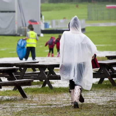 Produktbild von 10er Set Einweg Poncho Transparent Wasserdicht Leicht Einheitsgröße mit Kapuze Kompakt Umweltfreundlich