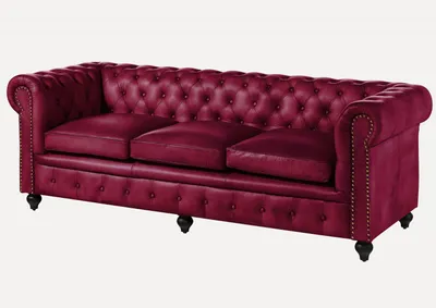 Produktbild von MASSIVMOEBEL24.DE Sofa 3-Sitzer Echtleder 216x82x75 rot CHESTERFIELD #403