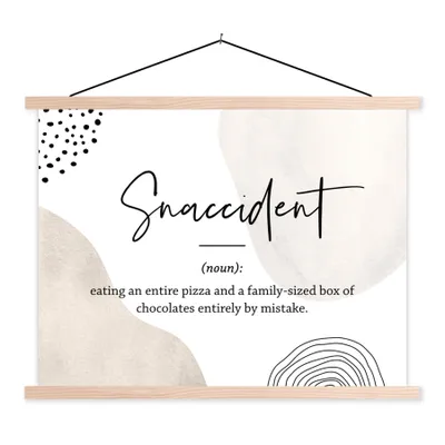 Produktbild von MuchoWow® Textilposter Sprichwörter - Snaccident - Zitate - Wörterbuch - Snaccident Definition 60x45 cm mit holzfarbenen Rahmen - Bild