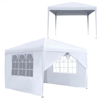 Produktbild von Faltpavillon 2.5x2.5m Wasserdicht mit 4 Seitenteilen UV-Schutz Weiß